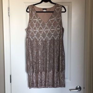 NWOT Flapper fringe dress - Metallic gold/silver